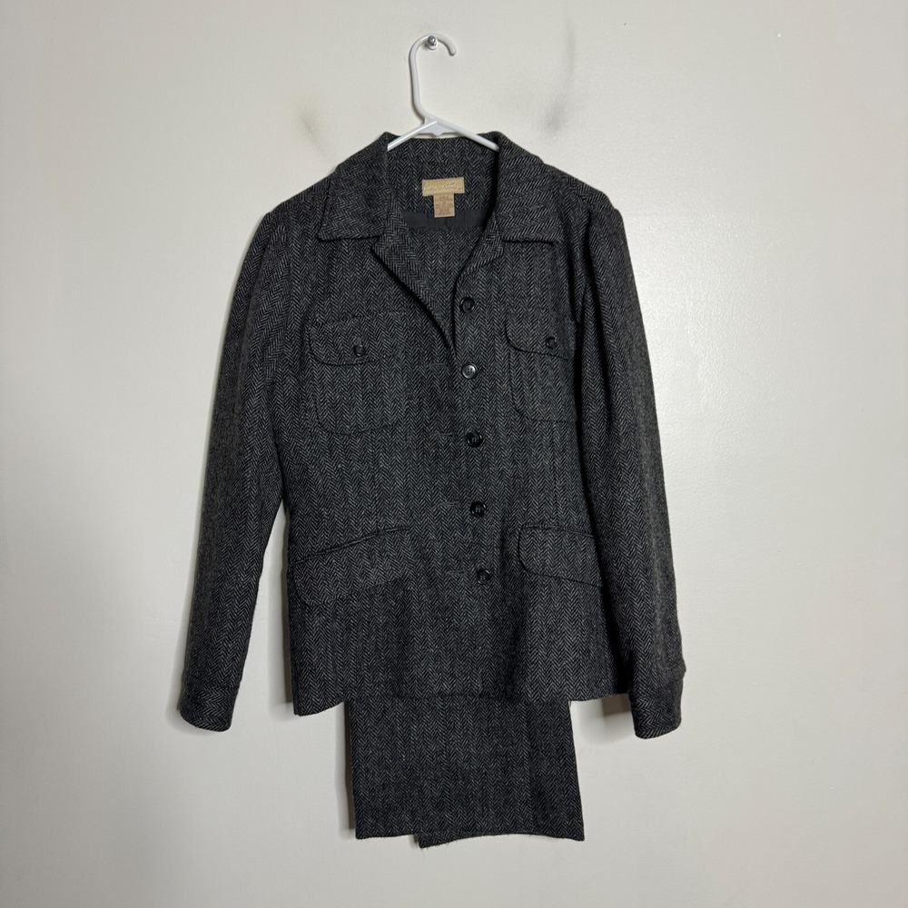 Aeropostale Women's‎ 6 Tweed Suit Gray Herringbone Wool Jacket Medium & Pants 6